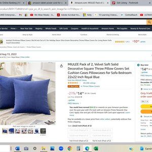 MIULEE throw pillow covers - blue - velvet soft  22x22